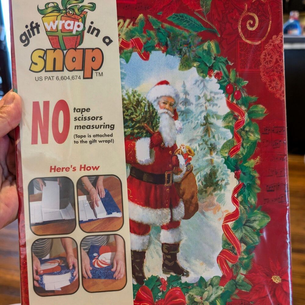 Gift Wrap in a Snap Boxes Vintage 2 Pack Santa NEW